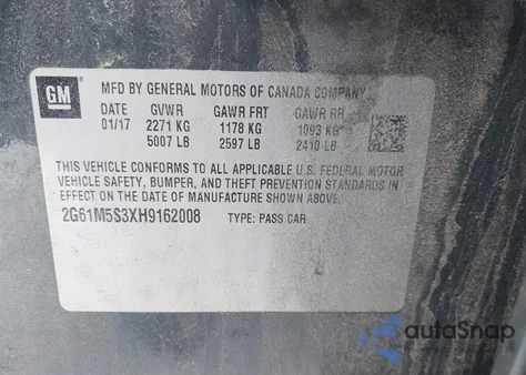 2017 Cadillac Xts Luxury z USA, uszkodzony, nr VIN 2G61M5S3XH9162008